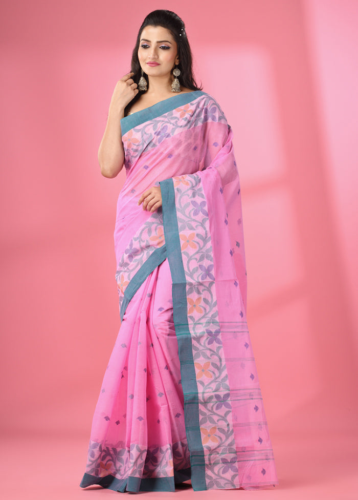 Pink Pure Cotton Saree With Blouse Piece - Indian Silk House Agencies