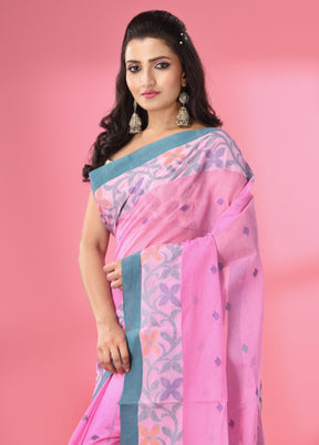 Pink Pure Cotton Saree With Blouse Piece - Indian Silk House Agencies