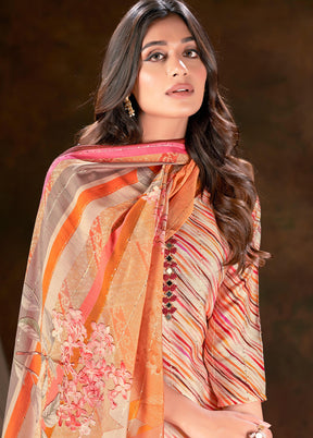 3 Pc Cream Readymade Silk Suit Set - Indian Silk House Agencies
