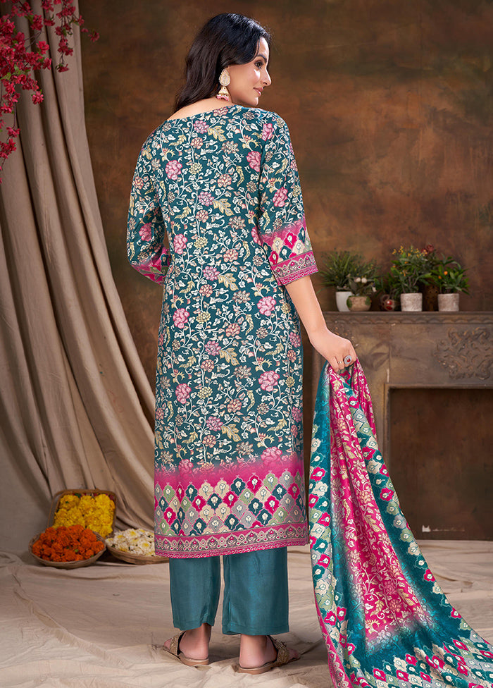 3 Pc Magenta Readymade Silk Suit Set - Indian Silk House Agencies