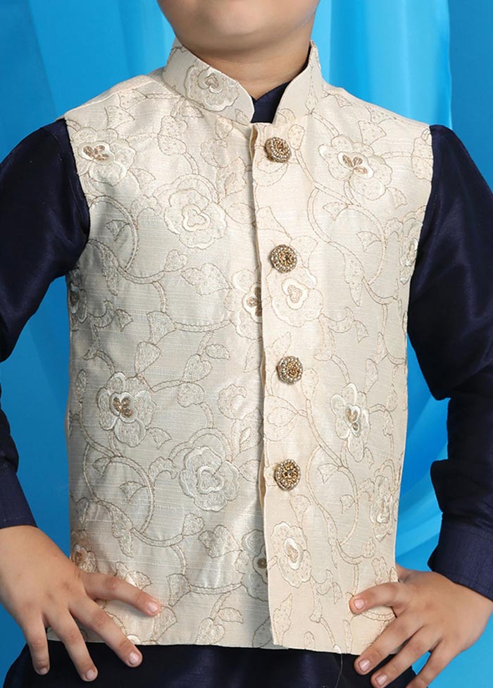 3 Pc Blue Silk Ethnic Wear Set - Indian Silk House Agencies