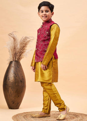 3 Pc Mustard Silk Ethnic Wear Set - Indian Silk House Agencies