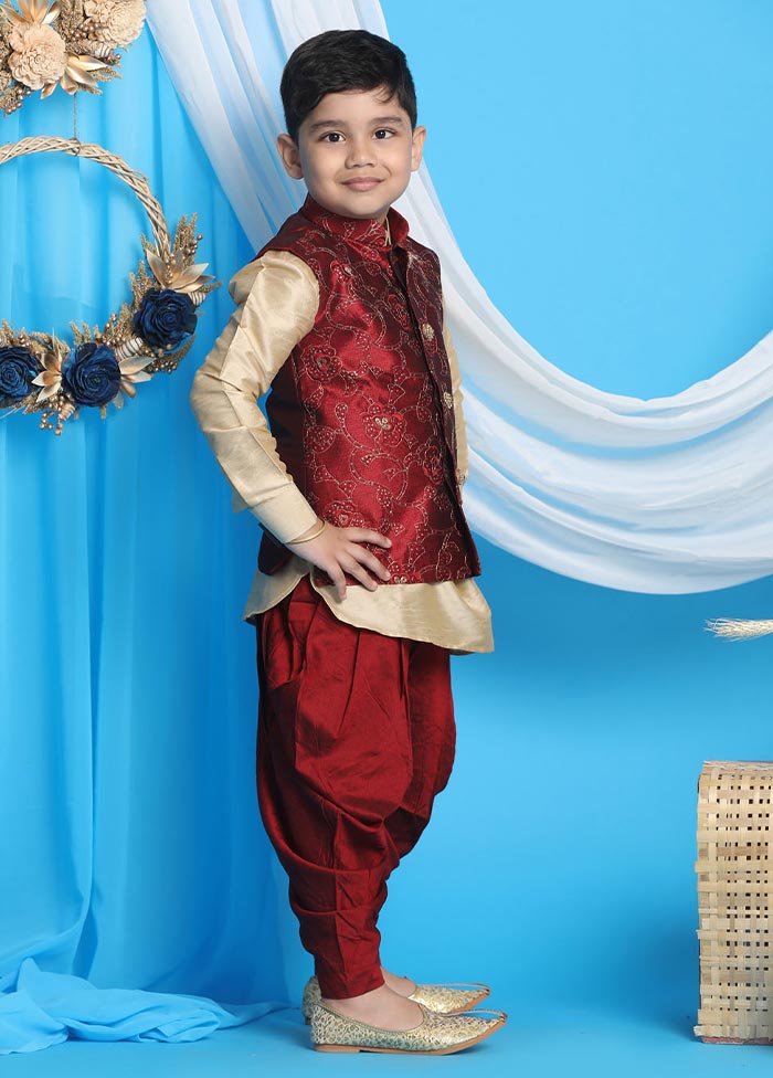 3 Pc Gold Silk Ethnic Wear Set - Indian Silk House Agencies