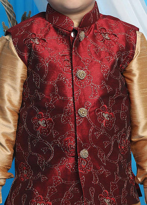 3 Pc Rose Gold Silk Ethnic Wear Set - Indian Silk House Agencies