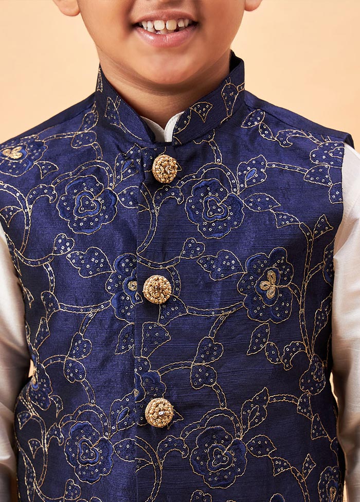 3 Pc Cream Silk Ethnic Wear Set - Indian Silk House Agencies
