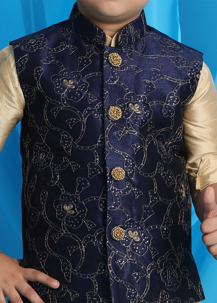 3 Pc Gold Silk Ethnic Wear Set - Indian Silk House Agencies
