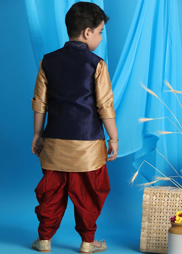 3 Pc Rose Gold Silk Ethnic Wear Set - Indian Silk House Agencies