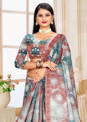 Blue Spun Silk Saree With Blouse Piece - Indian Silk House Agencies