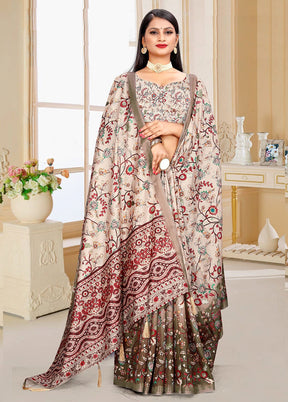 Cream Spun Silk Saree With Blouse Piece - Indian Silk House Agencies