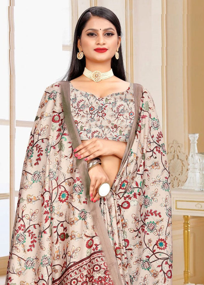 Cream Spun Silk Saree With Blouse Piece - Indian Silk House Agencies