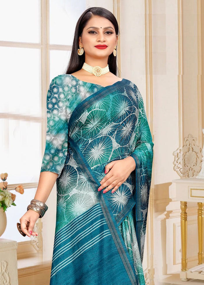Light Blue Spun Silk Saree With Blouse Piece - Indian Silk House Agencies