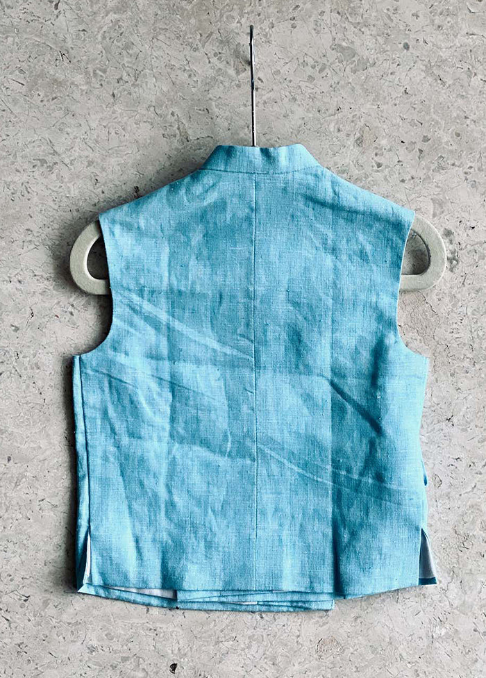 Blue Cotton Ethnic Jacket - Indian Silk House Agencies