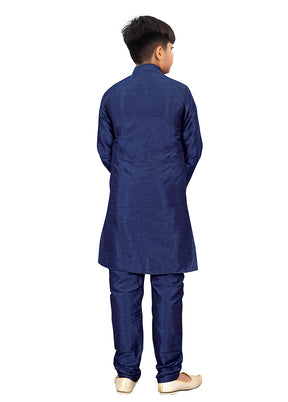 2 Pc Blue Pure Silk Kurta Pajama Set - Indian Silk House Agencies