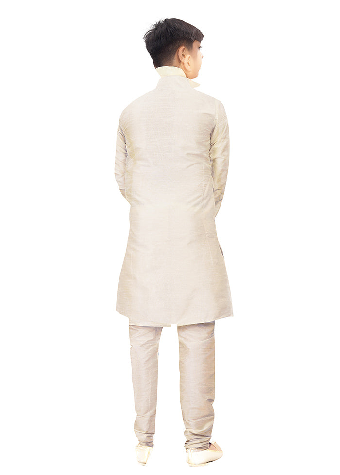 2 Pc Cream Pure Silk Kurta Pajama Set - Indian Silk House Agencies