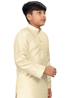 2 Pc Cream Pure Silk Kurta Pajama Set - Indian Silk House Agencies
