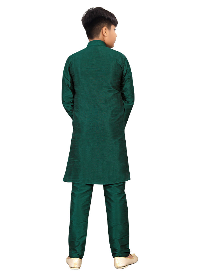 2 Pc Green Pure Silk Kurta Pajama Set - Indian Silk House Agencies