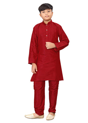 2 Pc Maroon Pure Silk Kurta Pajama Set - Indian Silk House Agencies