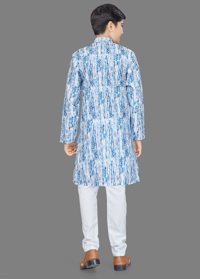 2 Pc Light Blue Cotton Kurta Pajama Set - Indian Silk House Agencies