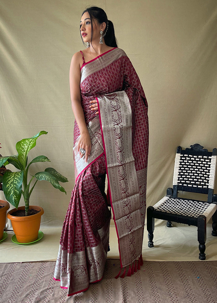Brown Dupion Silk Zari Work Saree With Blouse - Indian Silk House Agencies