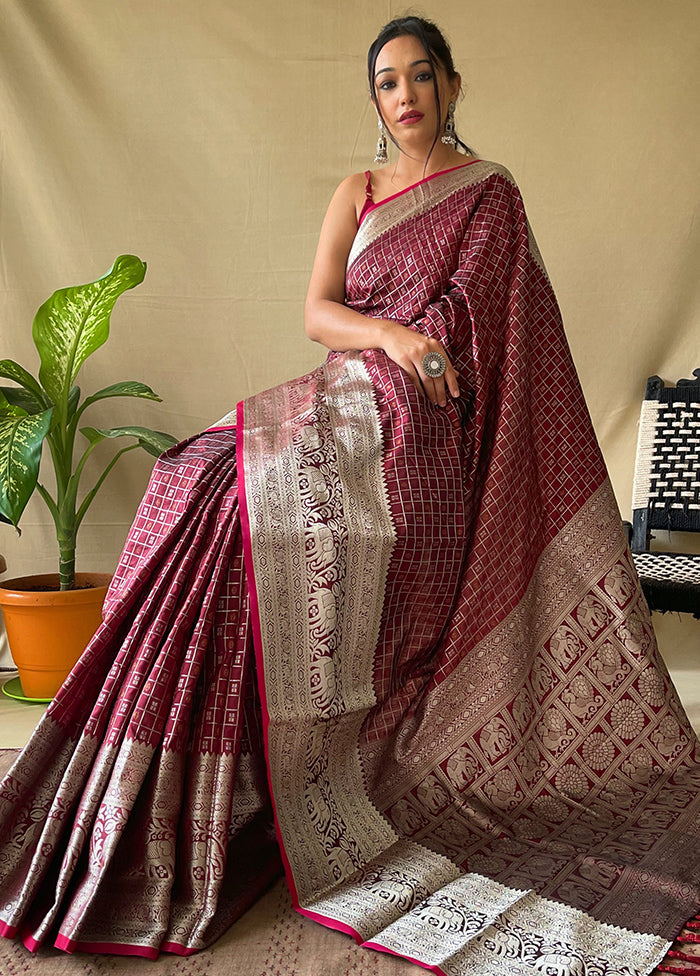 Brown Dupion Silk Zari Work Saree With Blouse - Indian Silk House Agencies