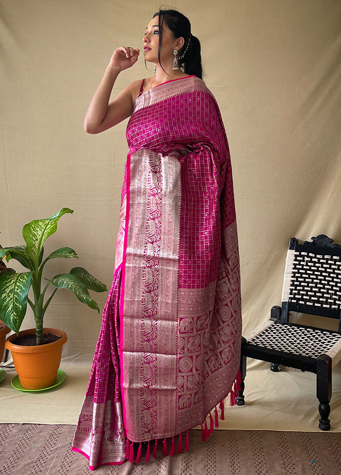 Pink Dupion Silk Zari Work Saree With Blouse - Indian Silk House Agencies
