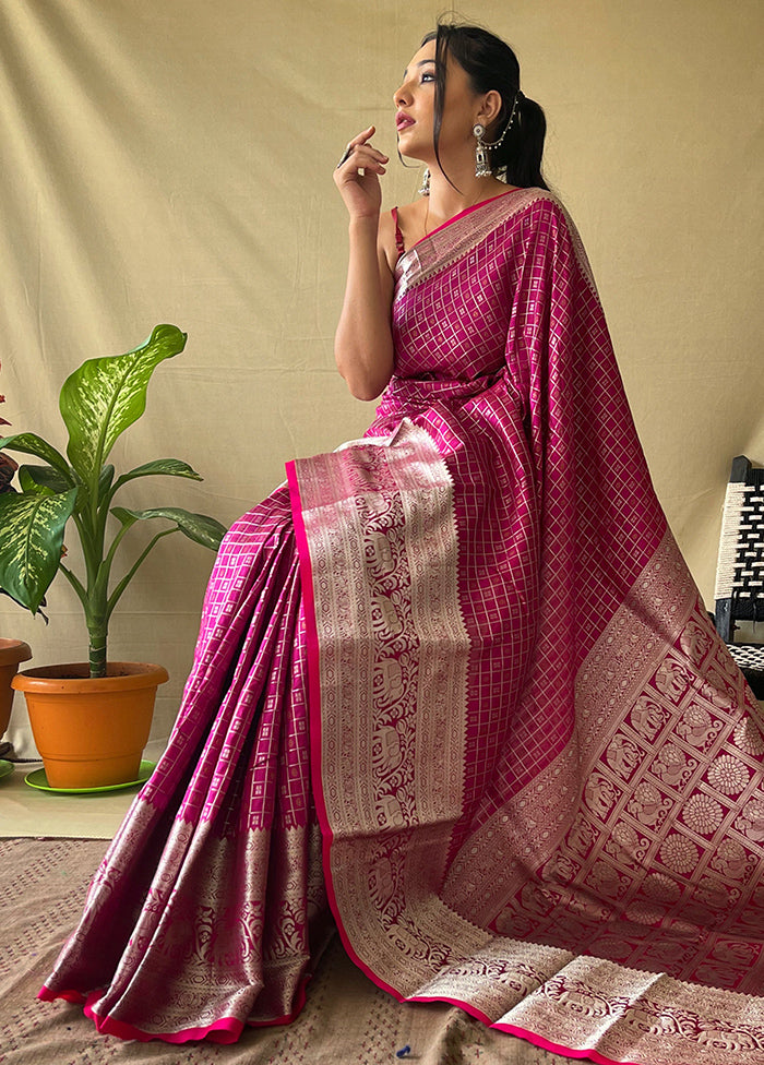 Pink Dupion Silk Zari Work Saree With Blouse - Indian Silk House Agencies