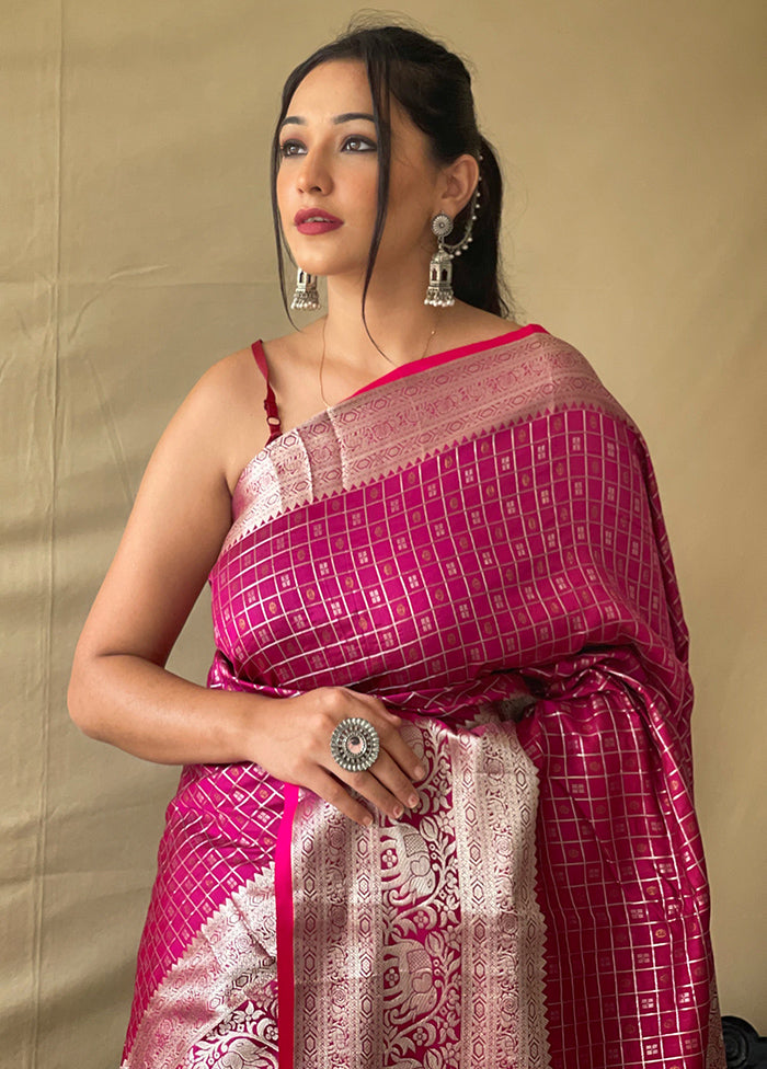 Pink Dupion Silk Zari Work Saree With Blouse - Indian Silk House Agencies