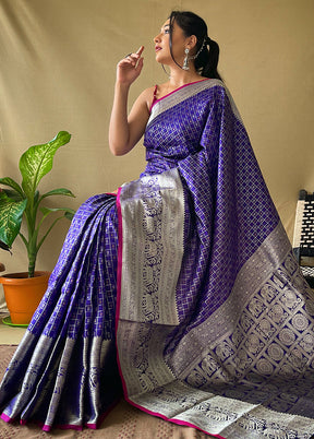 Violet Dupion Silk Zari Work Saree With Blouse - Indian Silk House Agencies