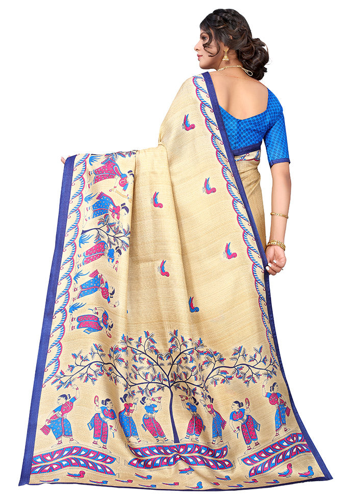 Blue Spun Silk Woven Saree With Blouse Piece - Indian Silk House Agencies