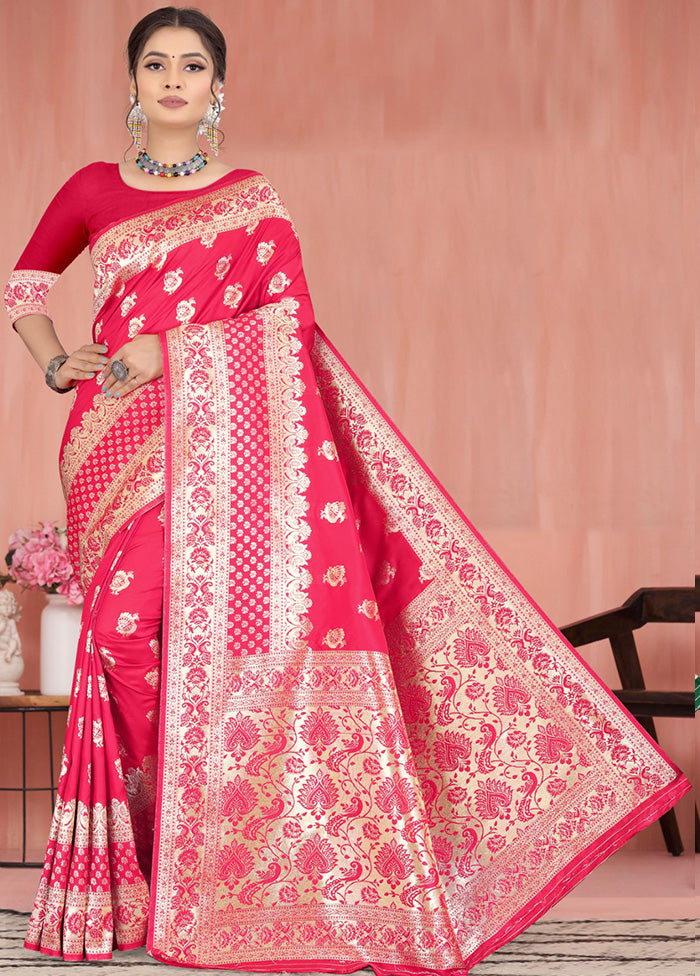 Pink Spun Silk Saree With Blouse Piece - Indian Silk House Agencies