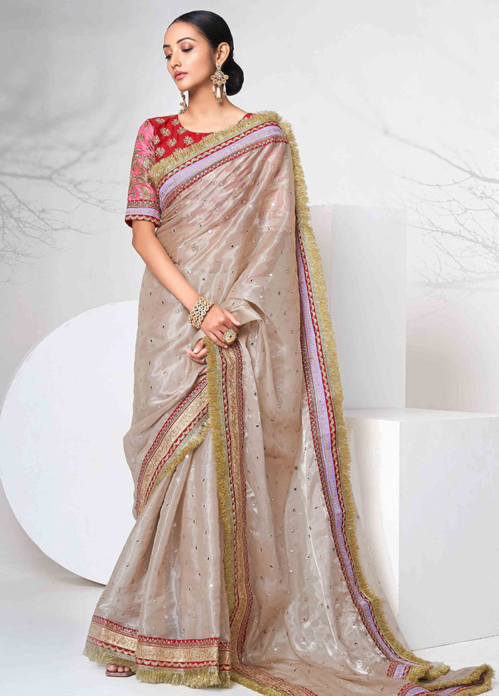 Mauve Embroidered Spun Silk Saree With Blouse Piece - Indian Silk House Agencies