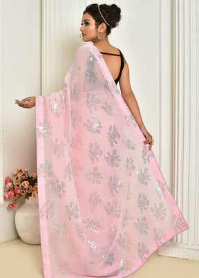 Pink Spun Silk Saree With Blouse Piece - Indian Silk House Agencies