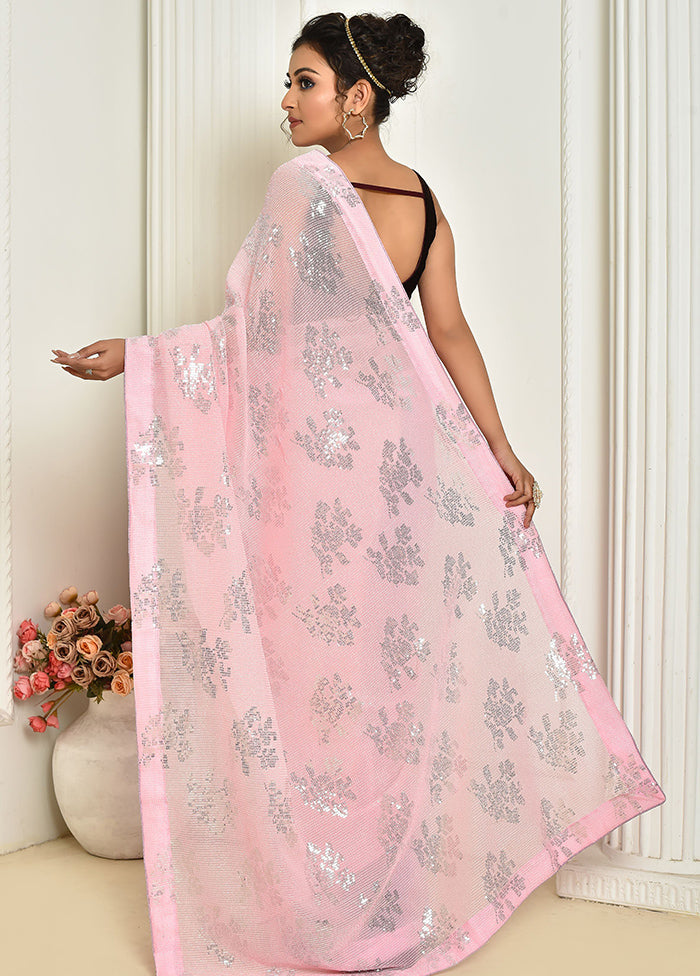 Pink Spun Silk Saree With Blouse Piece - Indian Silk House Agencies