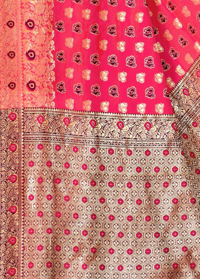 Pink Spun Silk Zari Woven Saree With Blouse Piece - Indian Silk House Agencies