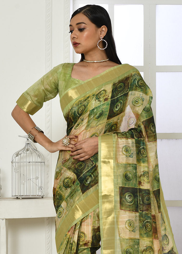 Mehendi Cotton Saree With Blouse Piece - Indian Silk House Agencies