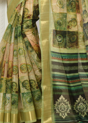 Mehendi Cotton Saree With Blouse Piece - Indian Silk House Agencies