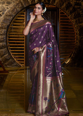 Voilet Spun Silk Saree With Blouse Piece - Indian Silk House Agencies