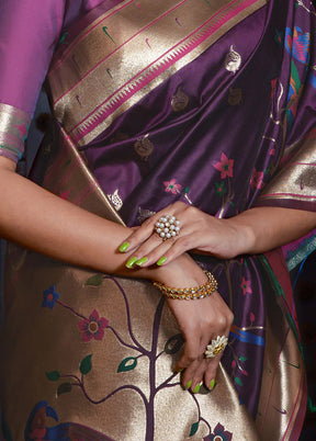 Voilet Spun Silk Saree With Blouse Piece - Indian Silk House Agencies