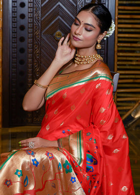 Red Spun Silk Saree With Blouse Piece - Indian Silk House Agencies