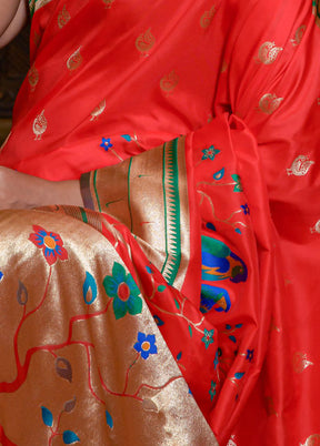 Red Spun Silk Saree With Blouse Piece - Indian Silk House Agencies