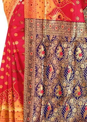 Red Spun Silk Saree With Blouse Piece - Indian Silk House Agencies