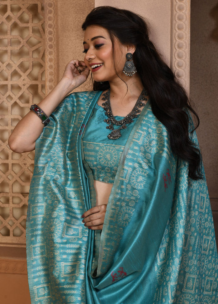 Firoza Chiffon Silk Saree With Blouse Piece - Indian Silk House Agencies