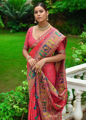 Pink Spun Silk Saree With Blouse Piece - Indian Silk House Agencies