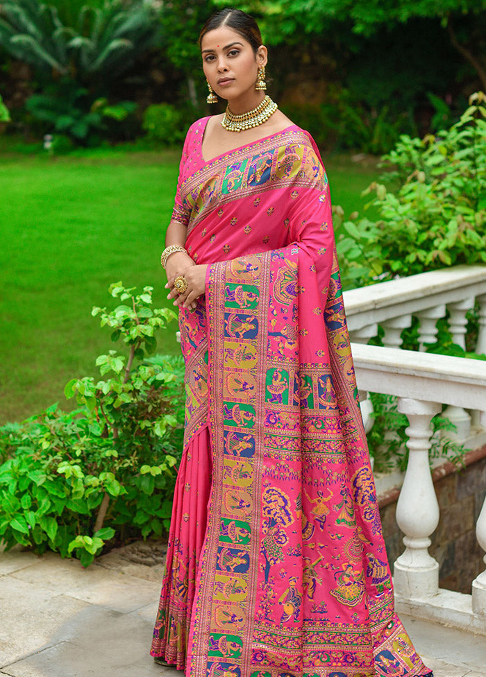 Pink Spun Silk Saree With Blouse Piece - Indian Silk House Agencies