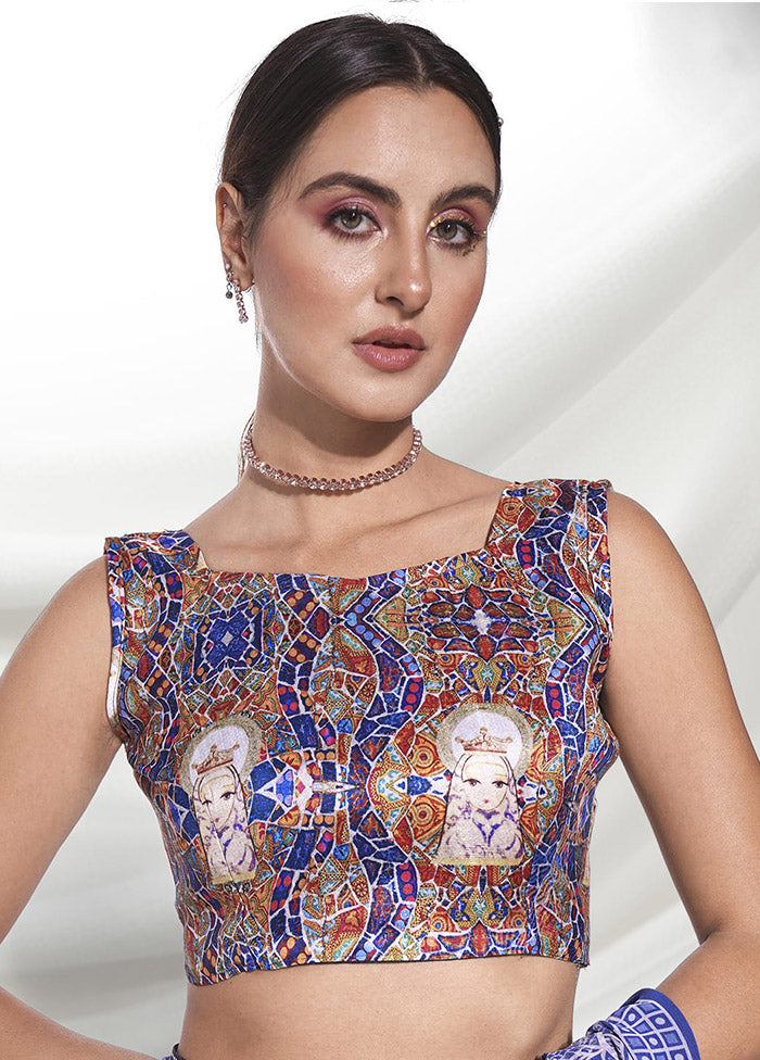 Blue Chiffon Silk Saree With Blouse Piece - Indian Silk House Agencies