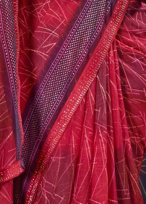 Dark Pink Chiffon Silk Saree With Blouse Piece - Indian Silk House Agencies