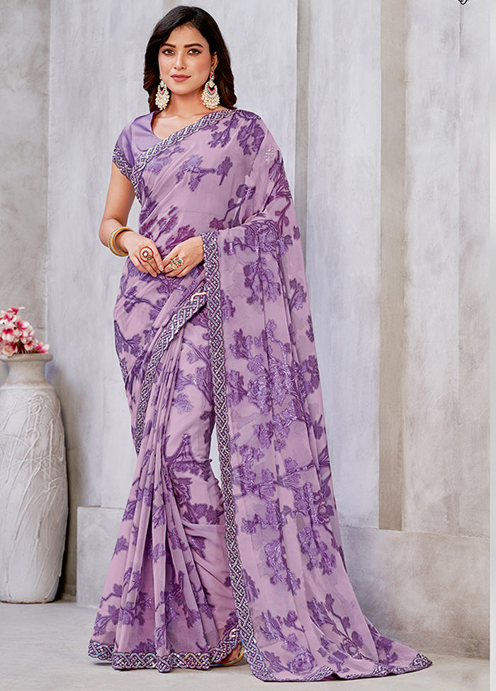 Purple Spun Silk Saree With Blouse Piece - Indian Silk House Agencies