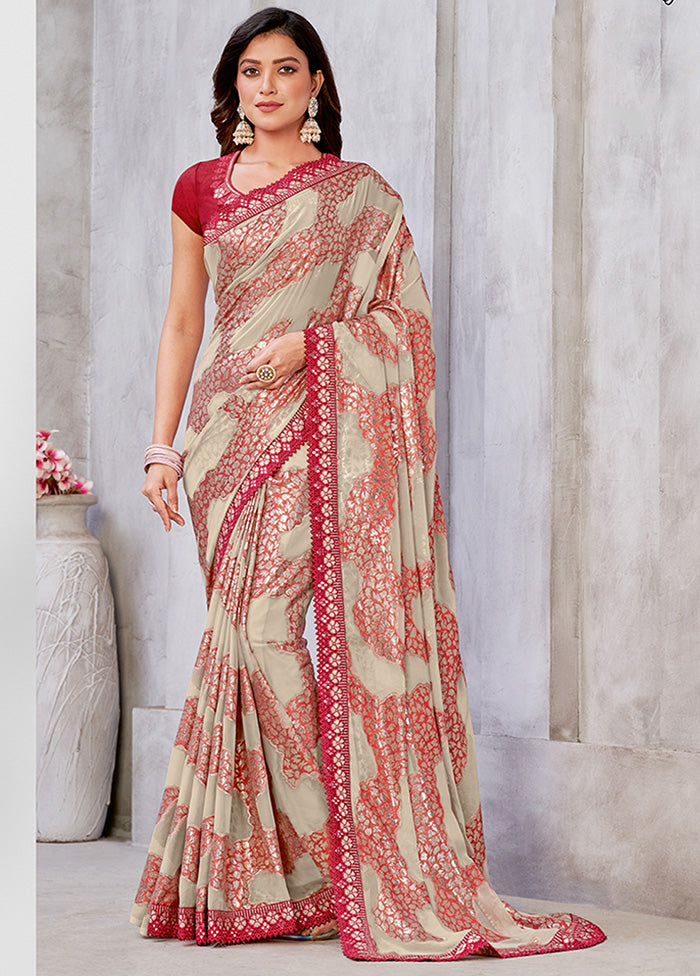 Red Spun Silk Saree With Blouse Piece - Indian Silk House Agencies