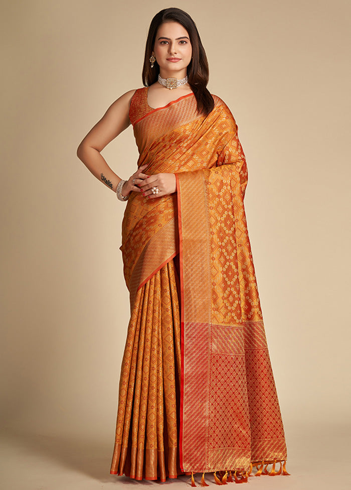 Mustard Spun Silk Saree With Blouse Piece - Indian Silk House Agencies