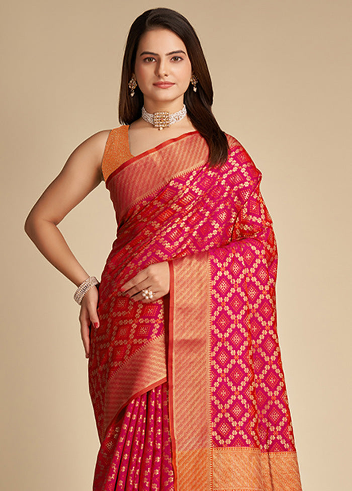 Pink Spun Silk Saree With Blouse Piece - Indian Silk House Agencies